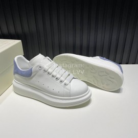 Alexander Mcqueen Calf Leather Casual Shoes For Men And Women Blue