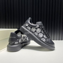 Alexander Mcqueen Calf Leather Printed Mesh Casual Shoes For Men And Women Black