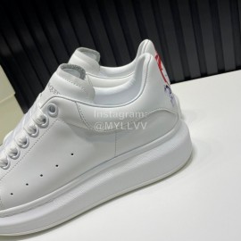 Alexander Mcqueen Love Pattern Calf Leather Casual Shoes For Men And Women Red