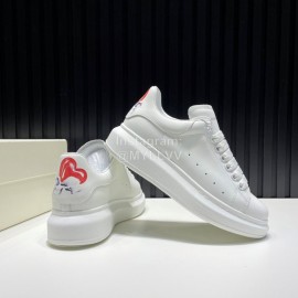 Alexander Mcqueen Love Pattern Calf Leather Casual Shoes For Men And Women Red
