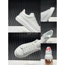 Alexander Mcqueen Love Pattern Calf Leather Casual Shoes For Men And Women Red