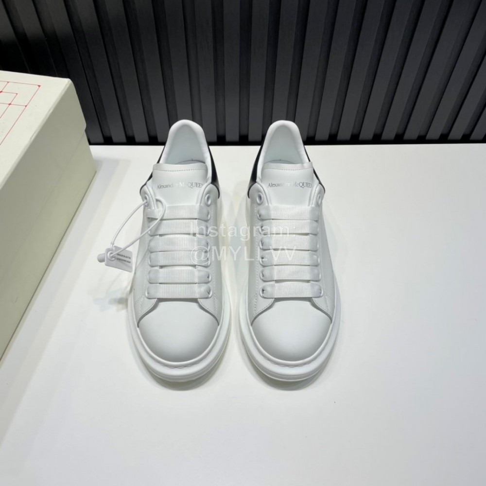 Alexander Mcqueen Love Pattern Calf Leather Casual Shoes For Men And Women Black