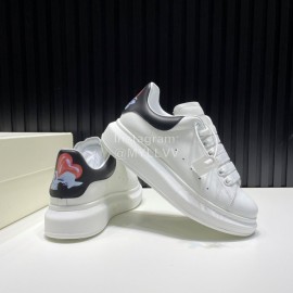 Alexander Mcqueen Love Pattern Calf Leather Casual Shoes For Men And Women Black