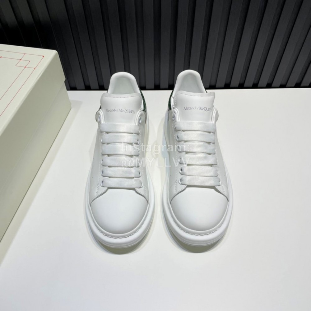 Alexander Mcqueen Serpentine Calf Leather Casual Shoes For Men And Women Green