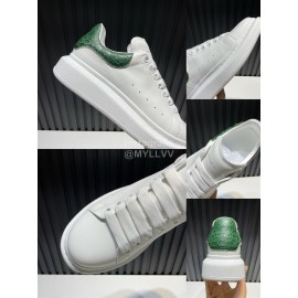 Alexander Mcqueen Serpentine Calf Leather Casual Shoes For Men And Women Green