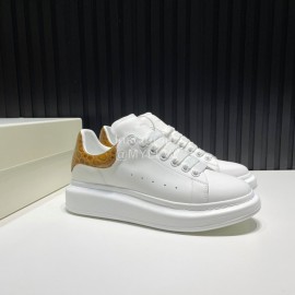 Alexander Mcqueen Serpentine Calf Leather Casual Shoes For Men And Women Brown