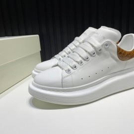 Alexander Mcqueen Serpentine Calf Leather Casual Shoes For Men And Women Brown