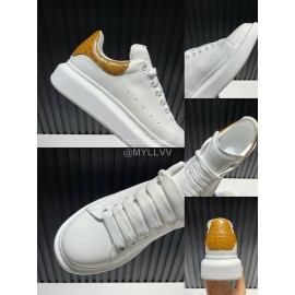 Alexander Mcqueen Serpentine Calf Leather Casual Shoes For Men And Women Brown