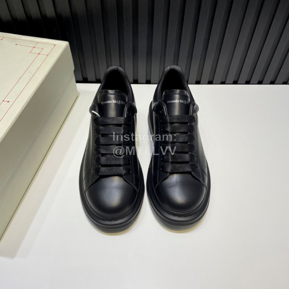 Alexander Mcqueen Black Calf Leather Casual Shoes For Men And Women 