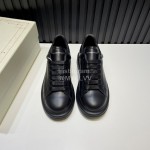 Alexander Mcqueen Black Calf Leather Casual Shoes For Men And Women 
