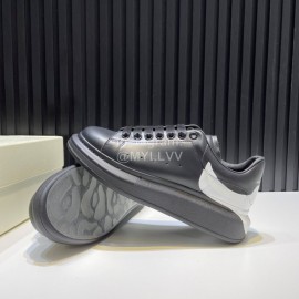 Alexander Mcqueen Black Calf Leather Casual Shoes For Men And Women 