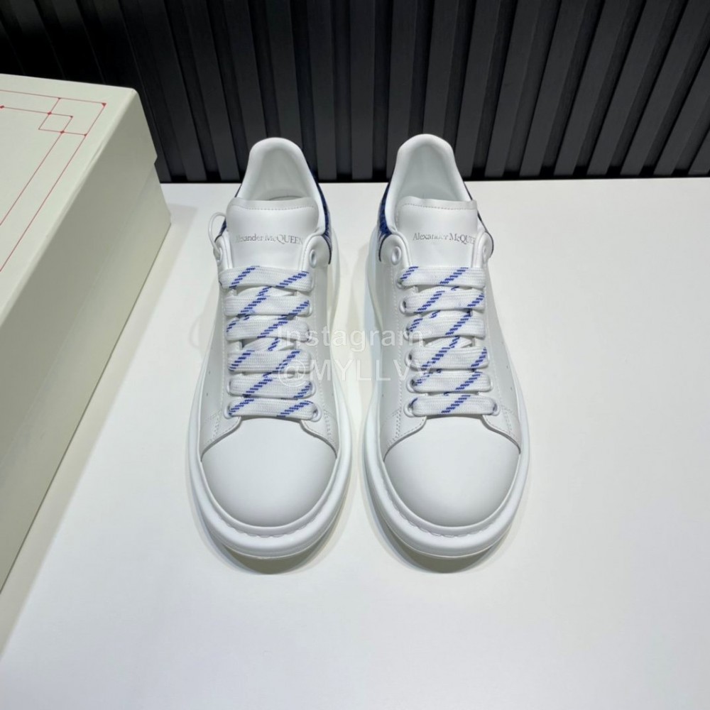 Alexander Mcqueen Serpentine Calf Leather Casual Shoes For Men And Women Blue