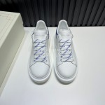 Alexander Mcqueen Serpentine Calf Leather Casual Shoes For Men And Women Blue