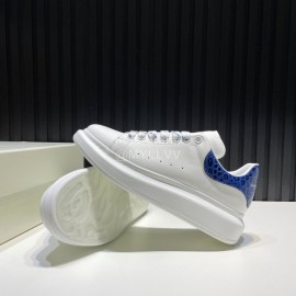 Alexander Mcqueen Serpentine Calf Leather Casual Shoes For Men And Women Blue