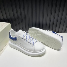 Alexander Mcqueen Serpentine Calf Leather Casual Shoes For Men And Women Blue