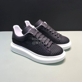 Alexander Mcqueen Calf Leather Mesh Casual Shoes For Men And Women Black