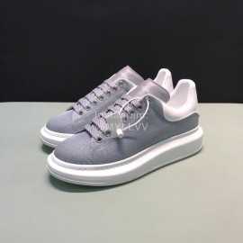 Alexander Mcqueen Calf Leather Mesh Casual Shoes For Men And Women Gray