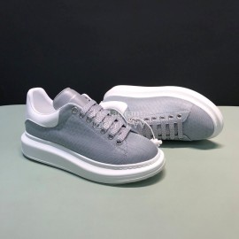 Alexander Mcqueen Calf Leather Mesh Casual Shoes For Men And Women Gray