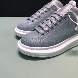 Alexander Mcqueen Calf Leather Mesh Casual Shoes For Men And Women Gray