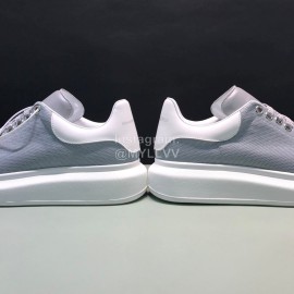 Alexander Mcqueen Calf Leather Mesh Casual Shoes For Men And Women Gray