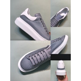 Alexander Mcqueen Calf Leather Mesh Casual Shoes For Men And Women Gray