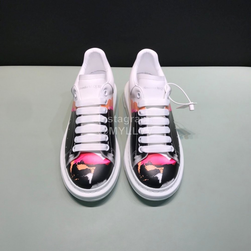 Alexander Mcqueen Printed Cowhide Casual Shoes For Men And Women 