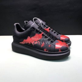 Alexander Mcqueen Printed Cowhide Casual Shoes For Men And Women Black