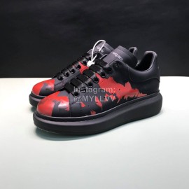 Alexander Mcqueen Printed Cowhide Casual Shoes For Men And Women Black
