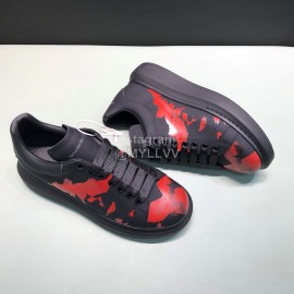 Alexander Mcqueen Printed Cowhide Casual Shoes For Men And Women Black