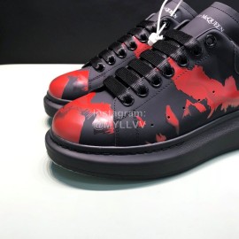 Alexander Mcqueen Printed Cowhide Casual Shoes For Men And Women Black