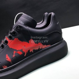 Alexander Mcqueen Printed Cowhide Casual Shoes For Men And Women Black
