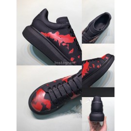 Alexander Mcqueen Printed Cowhide Casual Shoes For Men And Women Black