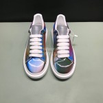 Alexander Mcqueen Printed Cowhide Casual Shoes For Men And Women Blue