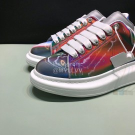 Alexander Mcqueen Printed Cowhide Casual Shoes For Men And Women Blue