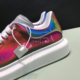 Alexander Mcqueen Printed Cowhide Casual Shoes For Men And Women Blue