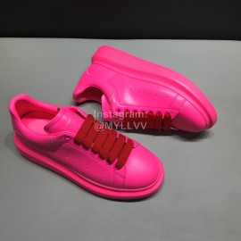Alexander Mcqueen Matte Leather Casual Shoes For Men And Women Rose Red