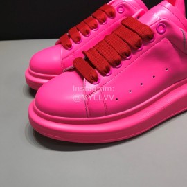 Alexander Mcqueen Matte Leather Casual Shoes For Men And Women Rose Red