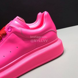 Alexander Mcqueen Matte Leather Casual Shoes For Men And Women Rose Red