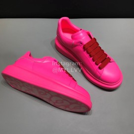 Alexander Mcqueen Matte Leather Casual Shoes For Men And Women Rose Red