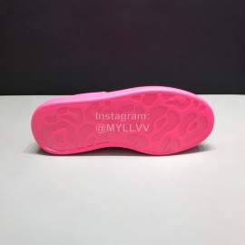 Alexander Mcqueen Matte Leather Casual Shoes For Men And Women Rose Red