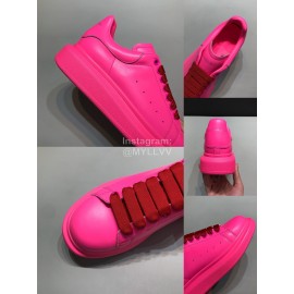 Alexander Mcqueen Matte Leather Casual Shoes For Men And Women Rose Red