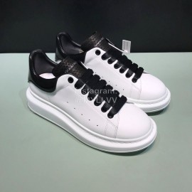 Alexander Mcqueen Matte Leather Black Shoelaces Casual Shoes For Men And Women 
