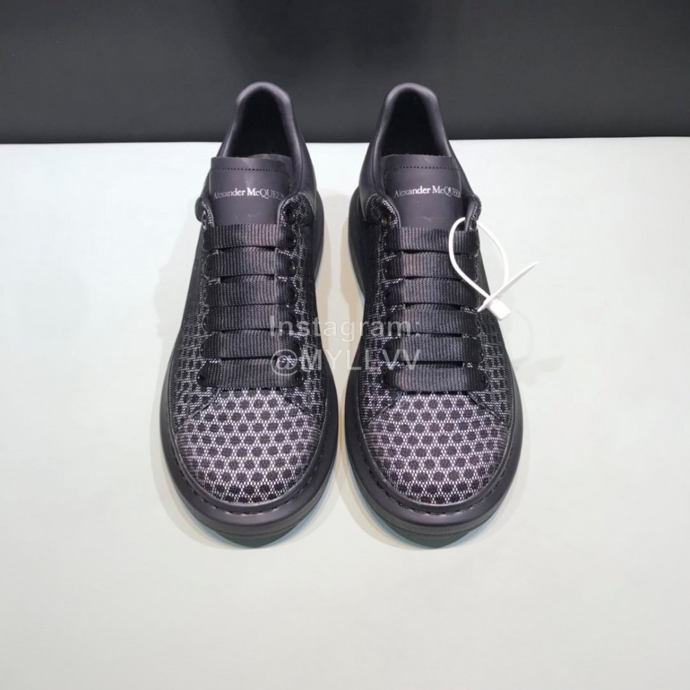 Alexander Mcqueen Matte Mesh Leather Casual Shoes For Men And Women 
