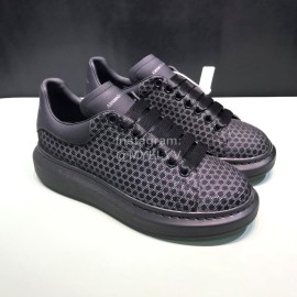Alexander Mcqueen Matte Mesh Leather Casual Shoes For Men And Women 