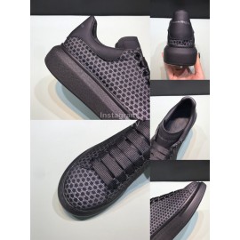 Alexander Mcqueen Matte Mesh Leather Casual Shoes For Men And Women 