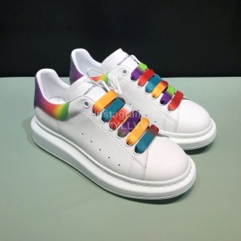 Alexander Mcqueen Matte Leather Colored Shoelaces Casual Shoes For Men And Women 