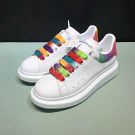 Alexander Mcqueen Matte Leather Colored Shoelaces Casual Shoes For Men And Women 