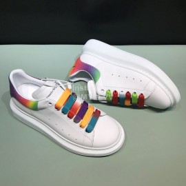 Alexander Mcqueen Matte Leather Colored Shoelaces Casual Shoes For Men And Women 