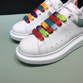 Alexander Mcqueen Matte Leather Colored Shoelaces Casual Shoes For Men And Women 