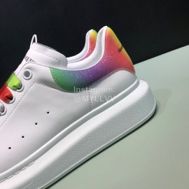 Alexander Mcqueen Matte Leather Colored Shoelaces Casual Shoes For Men And Women 